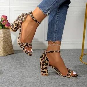 Leopard Print Block Heels